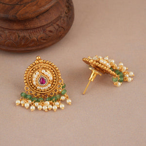 Stunning antique gold stone hasli necklace set