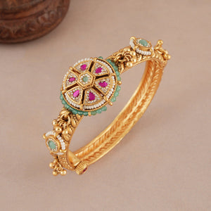 Stunning antique gold muticolor kada bangle for women