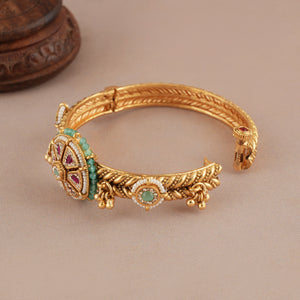 Stunning antique gold muticolor kada bangle for women