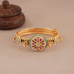 Stunning antique gold muticolor kada bangle for women