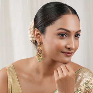 Long antique gold beautiful stone earring