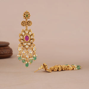 Long antique gold beautiful stone earring
