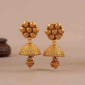 Amazing plain antique gold intricate choker necklace set