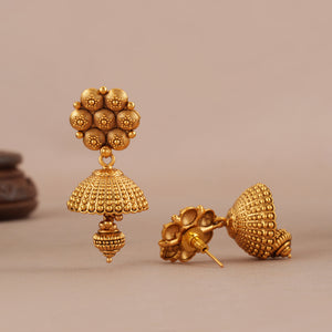 Amazing plain antique gold intricate choker necklace set