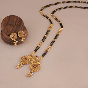 Long beautiful antique gold stone mangalsutra set