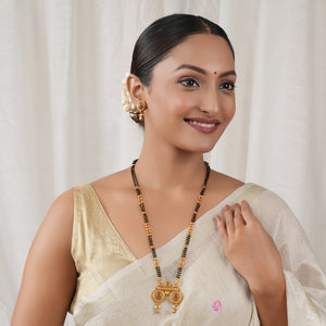 Long beautiful antique gold stone mangalsutra set