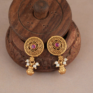 Long beautiful antique gold stone mangalsutra set