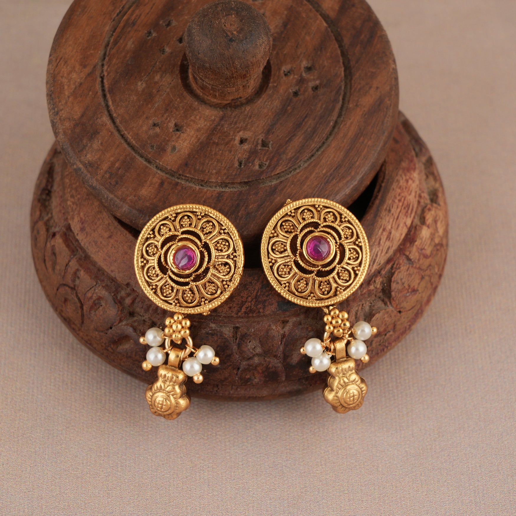 Long beautiful antique gold stone mangalsutra set