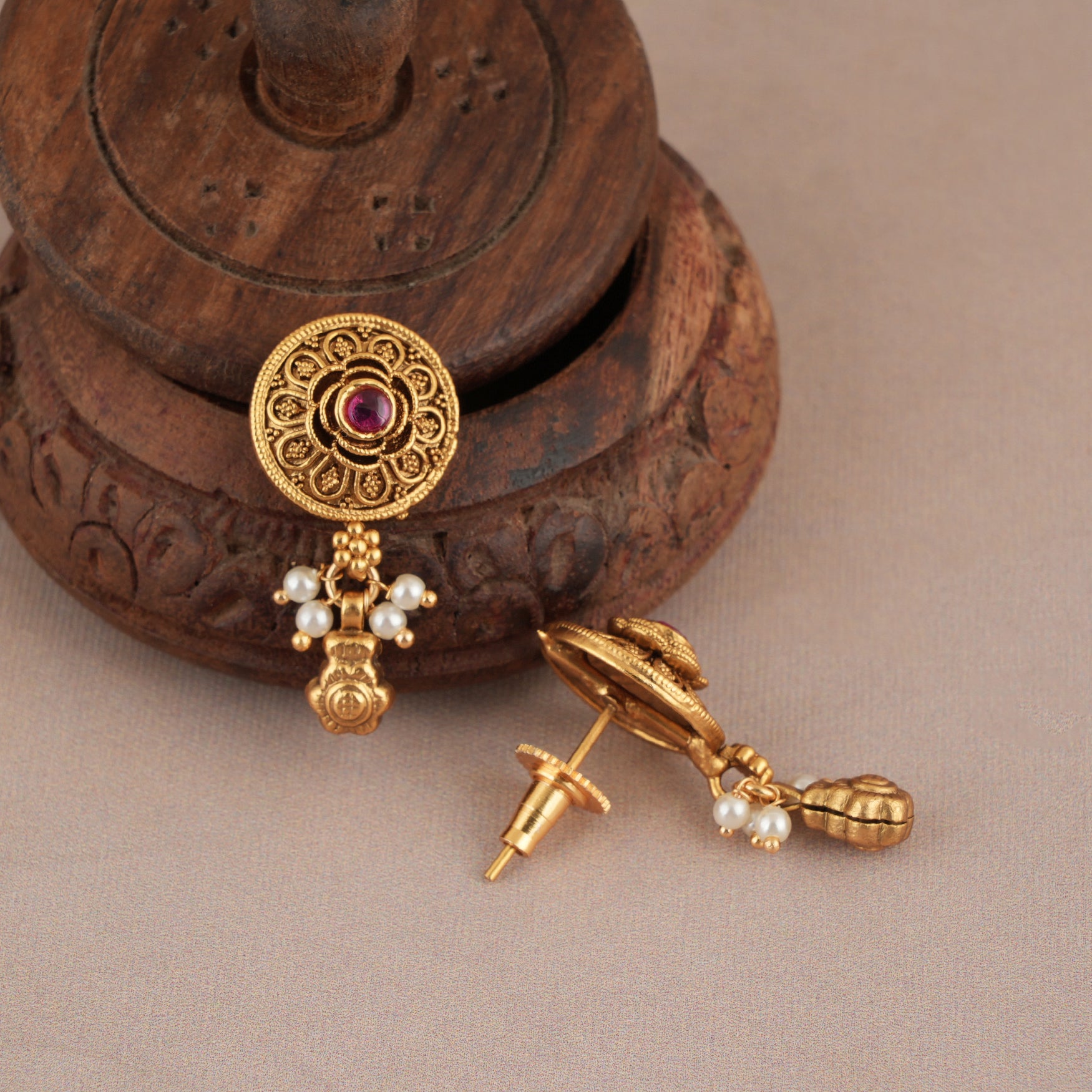 Long beautiful antique gold stone mangalsutra set