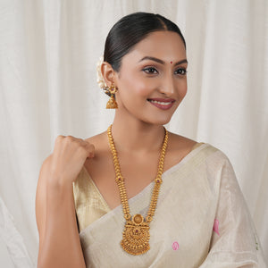 Beautiful plain antique gold plated necklace set with earring