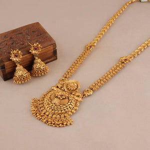 Beautiful plain antique gold plated necklace set with earring