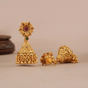 Beautiful plain antique gold plated necklace set with earring