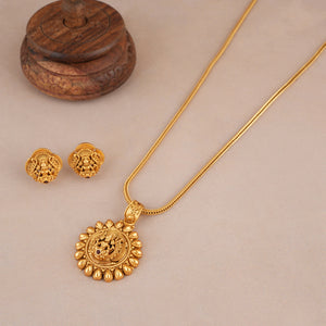 Cute elegant antique gold maa lakshmi pendant set