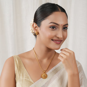 Cute elegant antique gold maa lakshmi pendant set