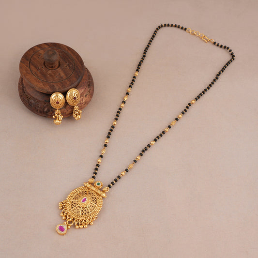 Beautiful elegant antique gold oval shape mangalsutra set