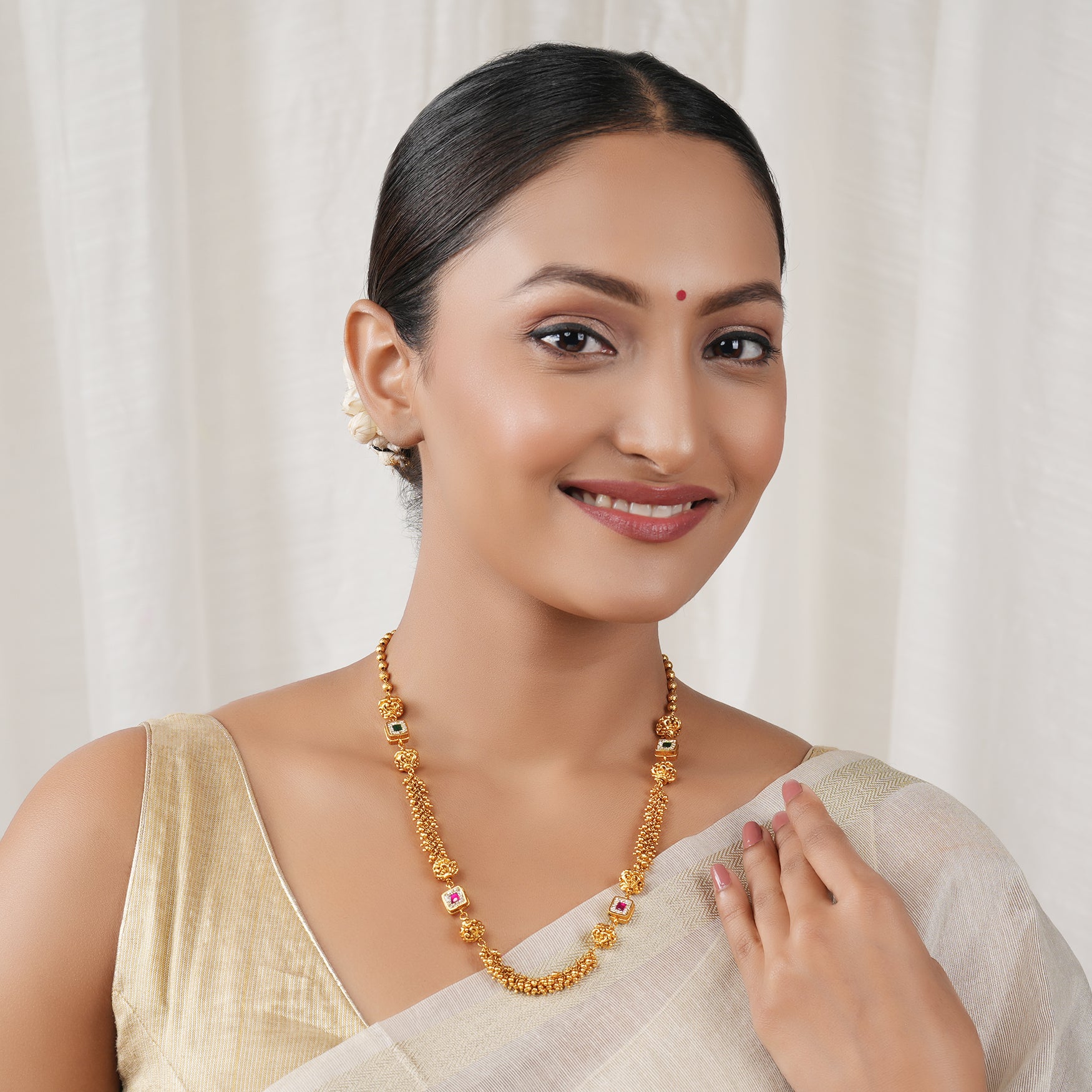 Amazing antique gold multicolor stone mala