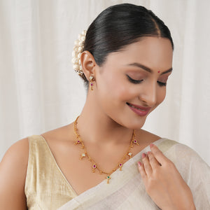 Elegant sleek multicolor stone string necklace set