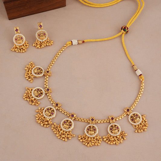 Beautiful traditional maa lakshmi pearl necklace set I Temple Jewellery