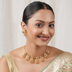 Beautiful traditional maa lakshmi pearl necklace set I Temple Jewellery