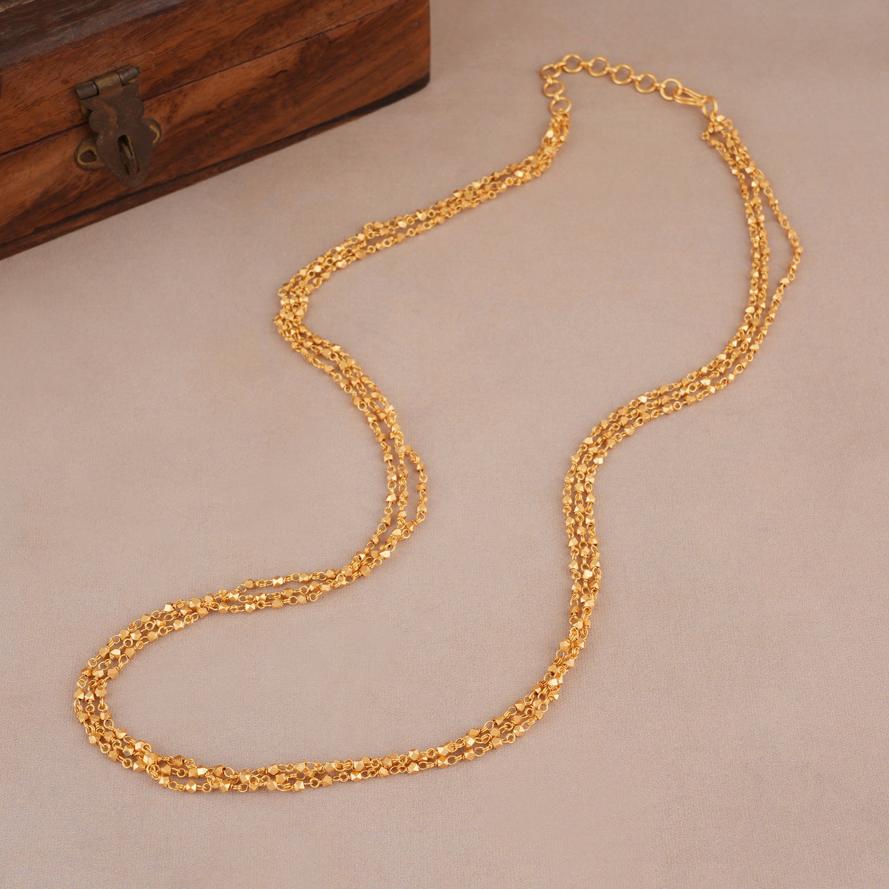 Elegant three layer antique gold plated chain