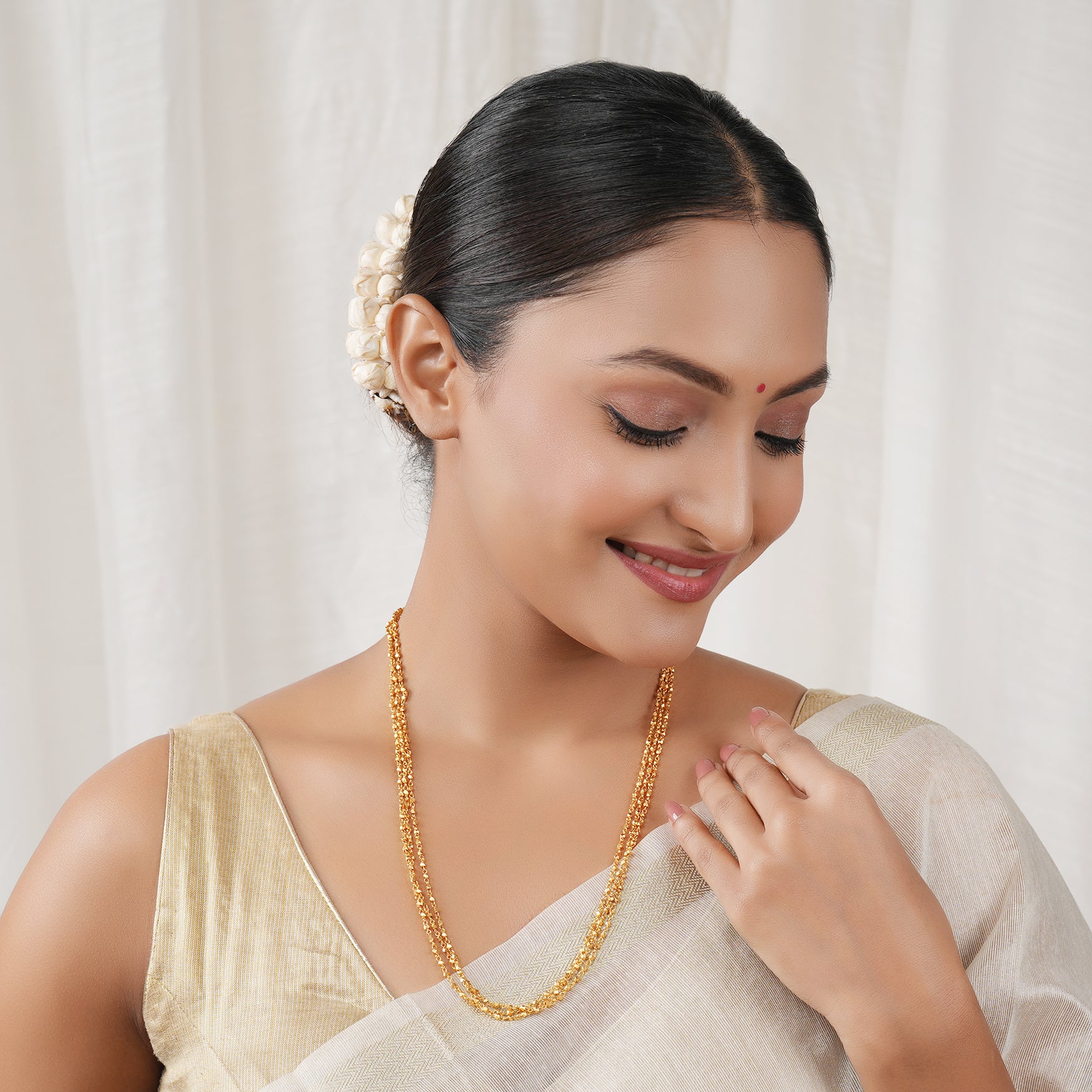 Elegant three layer antique gold plated chain