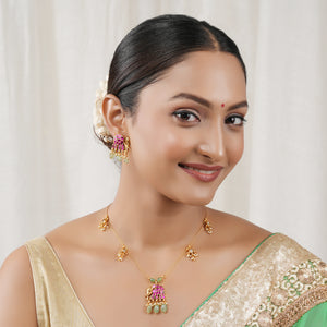 Elegant antique gold stone necklace set for women