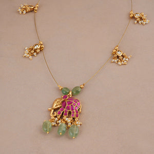 Elegant antique gold stone necklace set for women