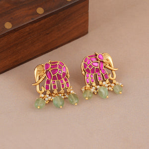 Elegant antique gold stone necklace set for women