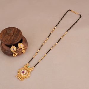 Traditional antique gold high polish mangalsutra set