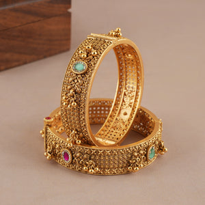 Amazing antique gold stone broad openable bangle set
