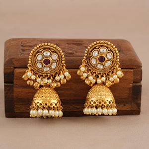 Stunning traditional antique gold floral kundan necklace set