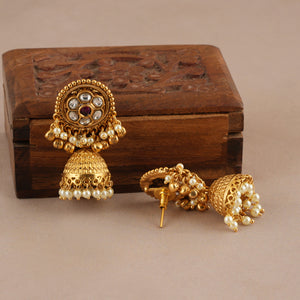 Stunning traditional antique gold floral kundan necklace set