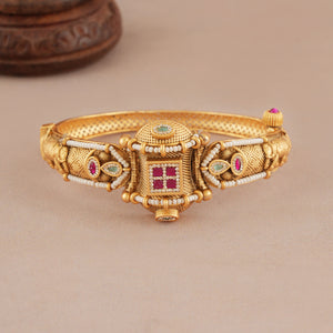 Beautiful antique gold stone openable kada bangle