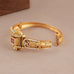 Beautiful antique gold stone openable kada bangle