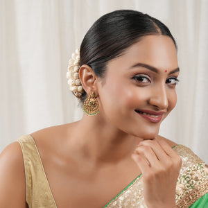 Elegant stone drop antique gold maa lakshmi earring I Temple Jewellery