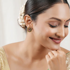 Cute antique gold  ruby stone stud earring