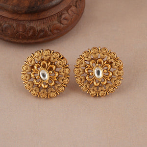 Beautiful antique gold kundan floral stud earring
