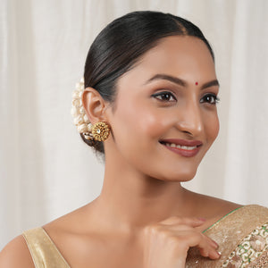 Beautiful antique gold kundan floral stud earring