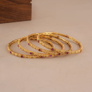 Elegant antique gold ruby stone bangle set ( set of 4)