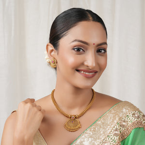 Beautiful antique gold traditional stone necklace set