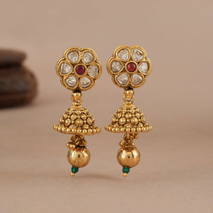 Stunning kundan stone rajwadi antique gold necklace set