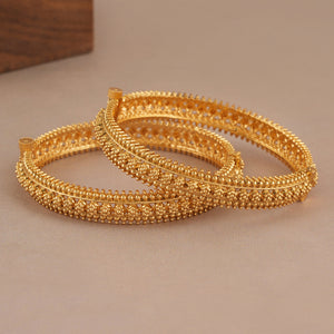 Amazing antique gold plain floral bangle set