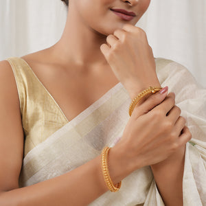 Amazing antique gold plain floral bangle set