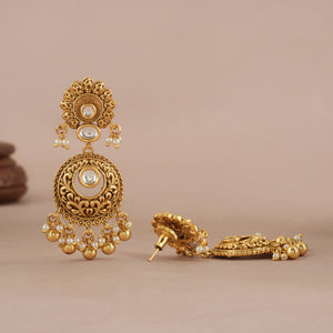 Long antique gold kundan traditional antique gold earring
