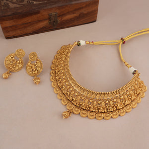 Amazing antique gold maa lakshmi traditional necklace choker set