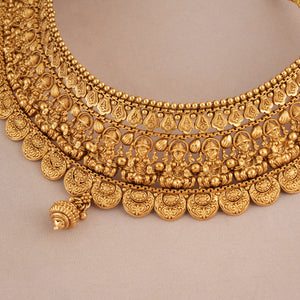 Amazing antique gold maa lakshmi traditional necklace choker set