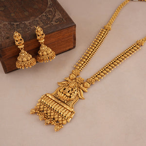 Beautiful long antique gold maa lakshmi necklace set I Temple Jewellery