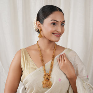 Beautiful long antique gold maa lakshmi necklace set I Temple Jewellery