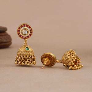 Stunning antique gold multicolor stone rajwadi necklace set