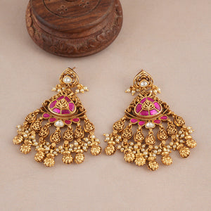 Stunning pearl antique gold rajwadi necklace set